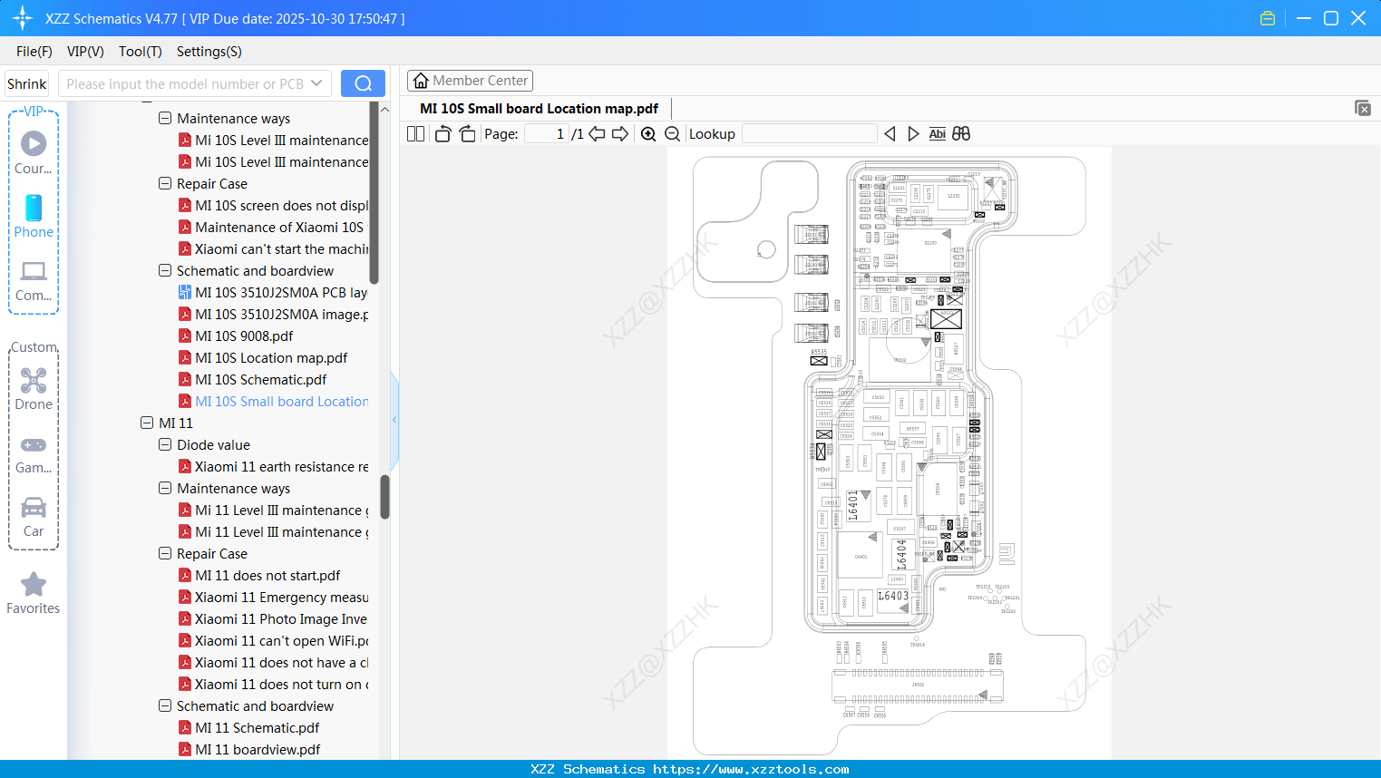 Xiaomi MI 10S Small Board Location Map